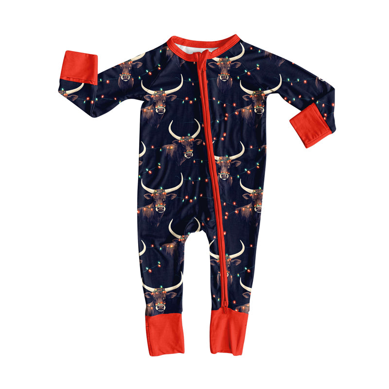 toddle baby Christmas print long sleeve zip romper