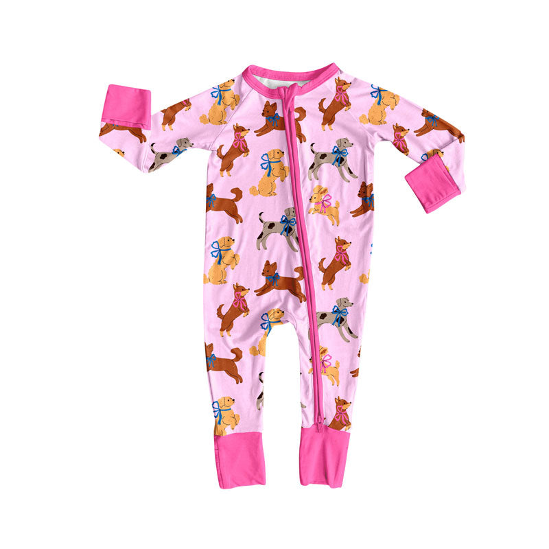 toddle baby cute dog long sleeve zip romper wholesale factory price