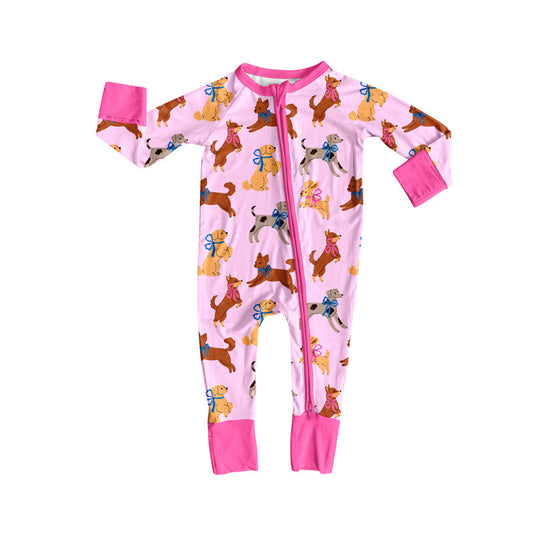 toddle baby cute dog long sleeve zip romper wholesale factory price