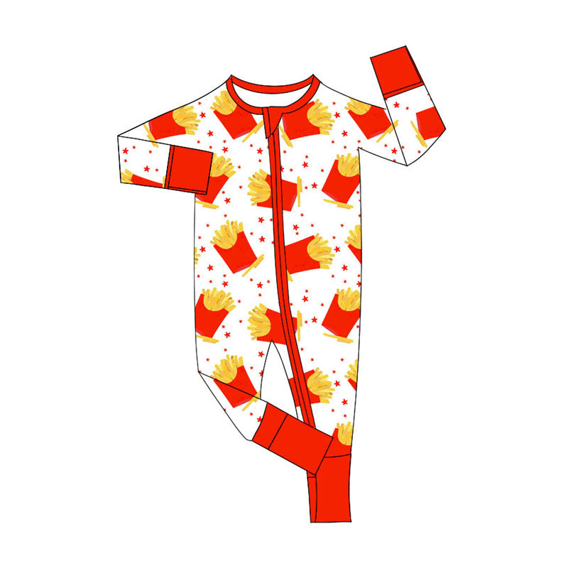 Toddle baby fries print zip romper wholesale factory price