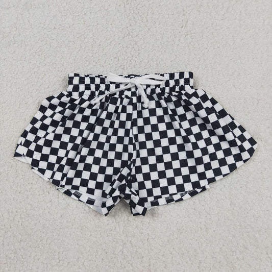 Toddle baby girl black checkered yoga shorts
