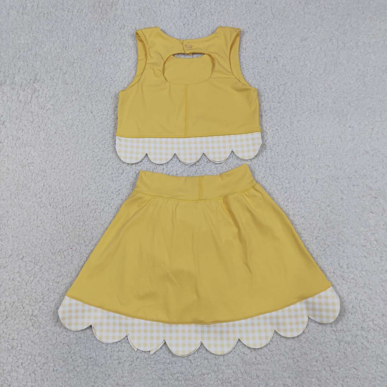 Yellow tank top matching skirt girls summer active wear yoga outfit