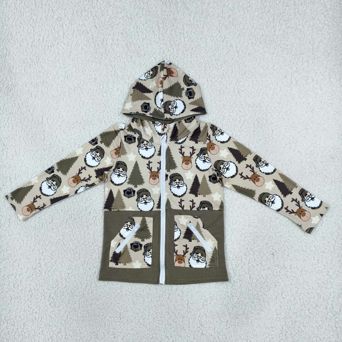 Christmas Santa deer boy long sleeve hoodie top