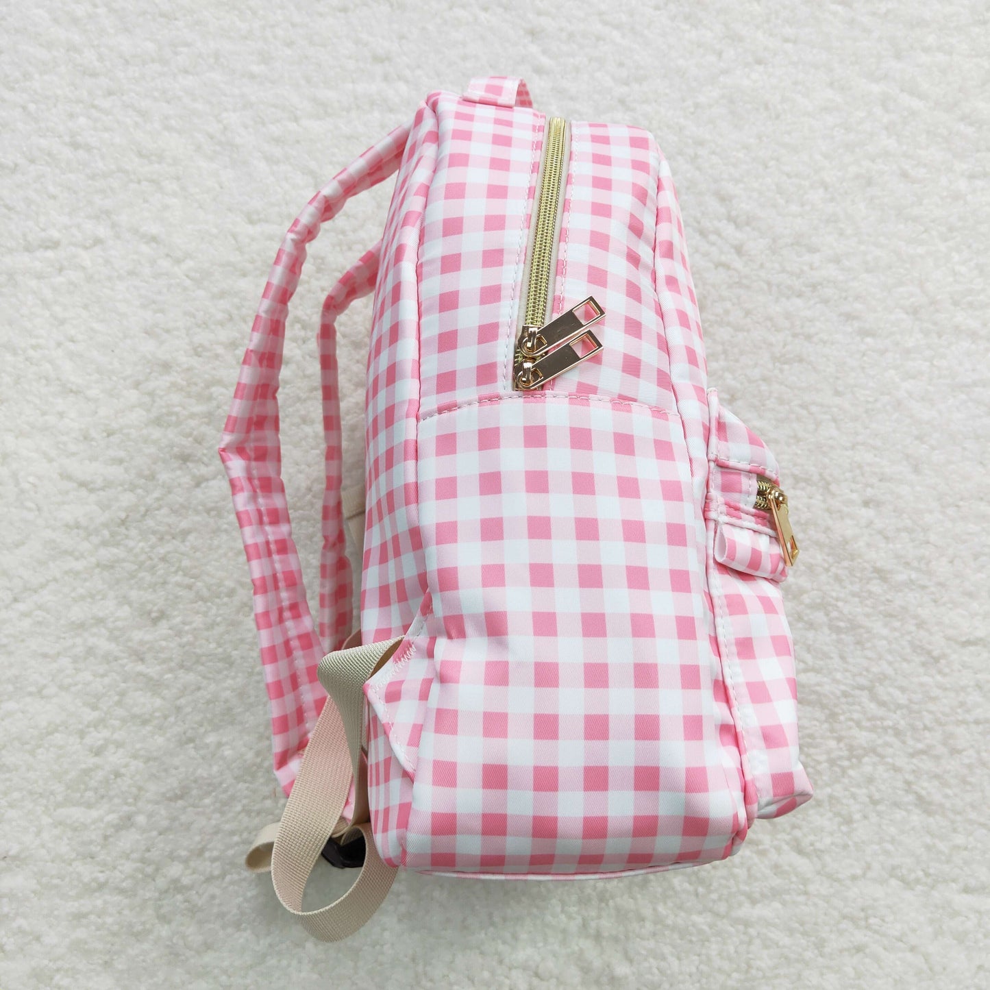 wholesale girls pink checkered backpack matching lunch box