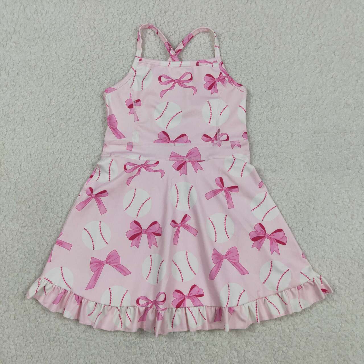 Baby girls pink bow baseball active wear athletic summer yoga skirt dress