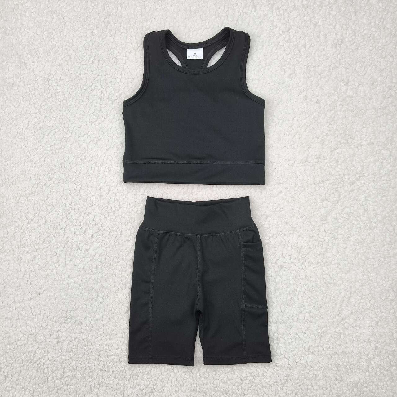 Toddle baby girl black active wear athletic summer outfit