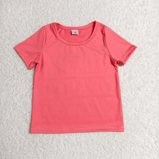 Coral color girls yoga short sleeve top