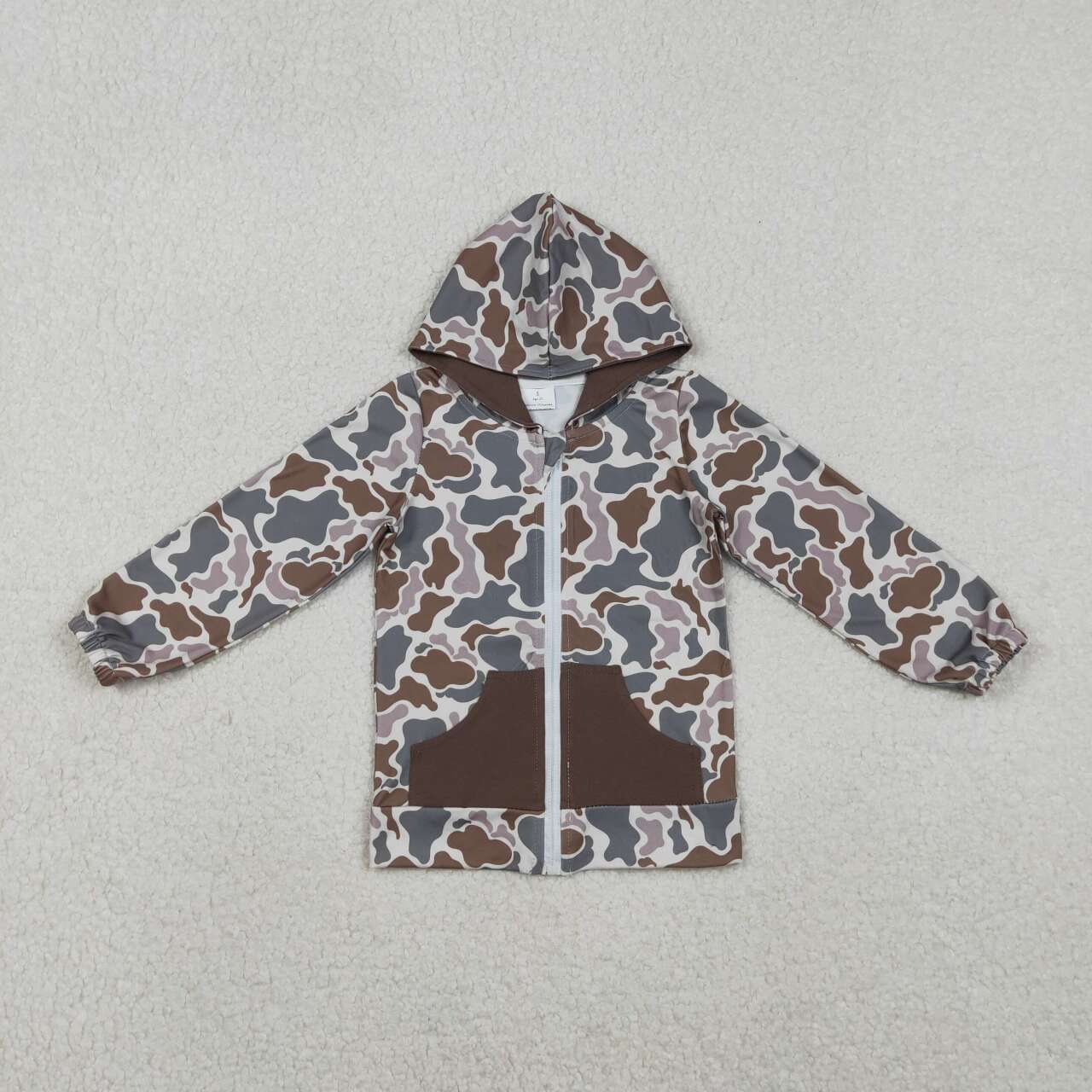 Dark green camo boys long sleeve hoodie top