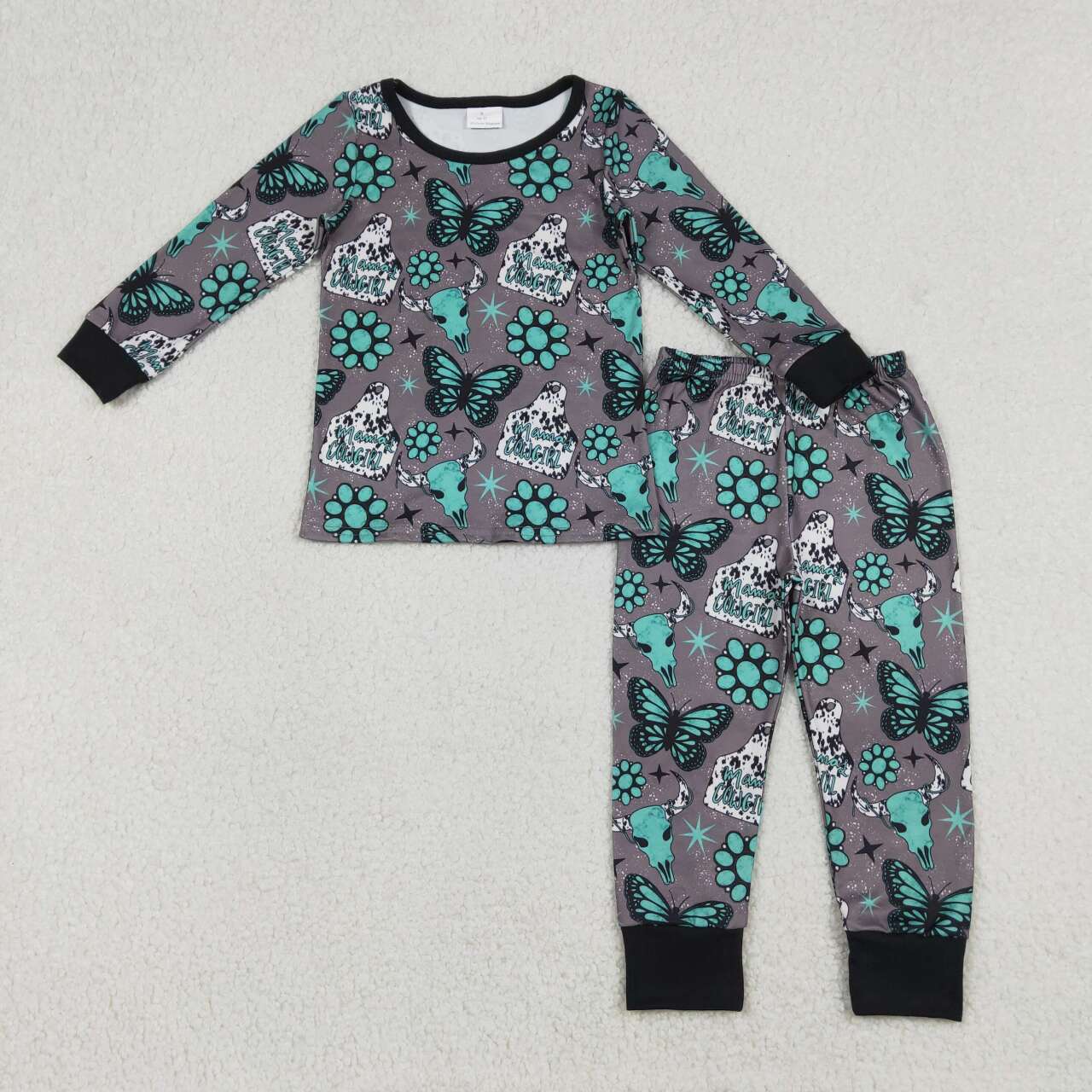 Western turquoise kids long sleeve outfit