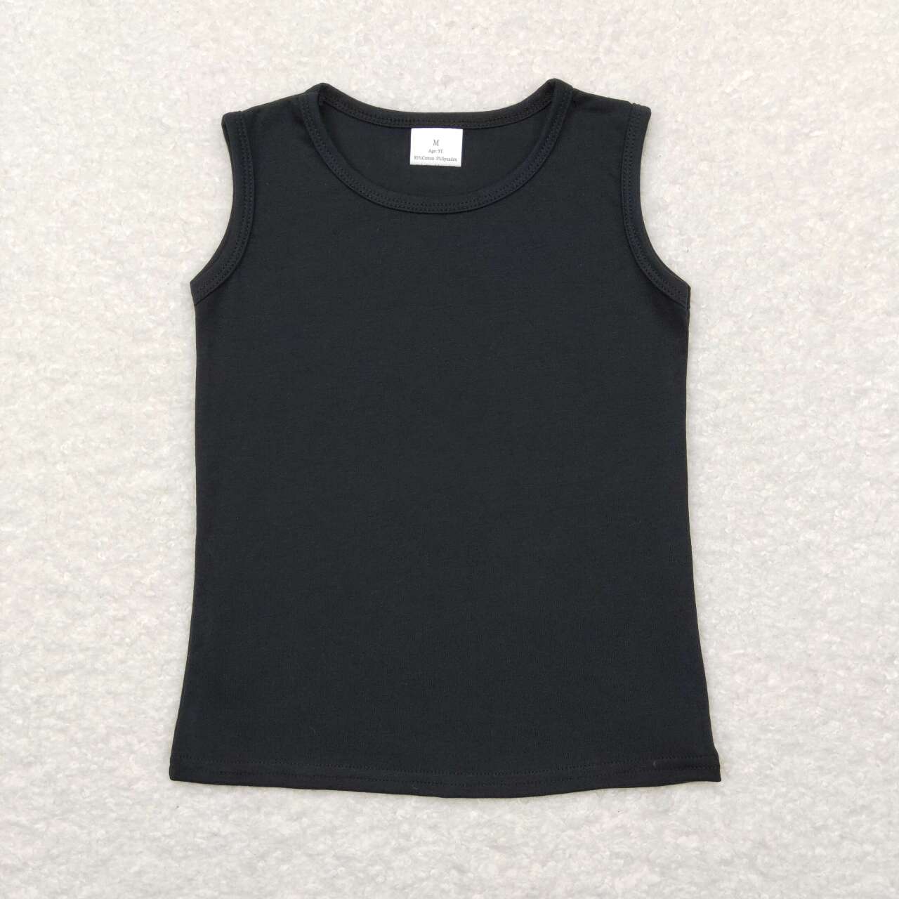 baby girls solid black cotton tank top