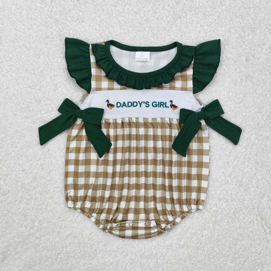 Embroidery Daddys girl duck print baby romper