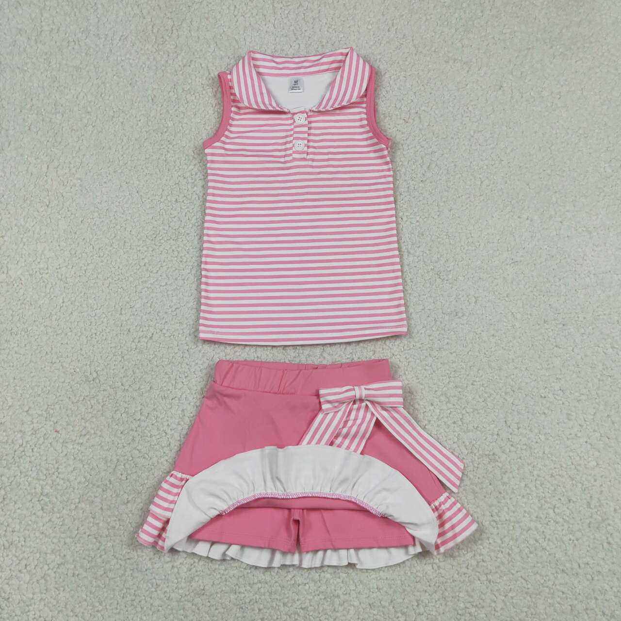 Pink tank top matching shorts girls summer yoga outfit