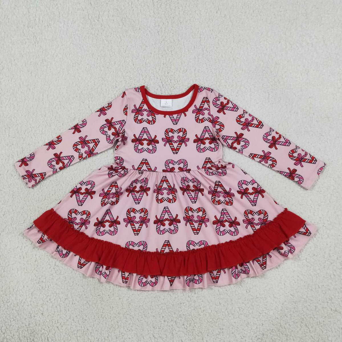 Christmas candy cane girls long sleeve fall winter dress