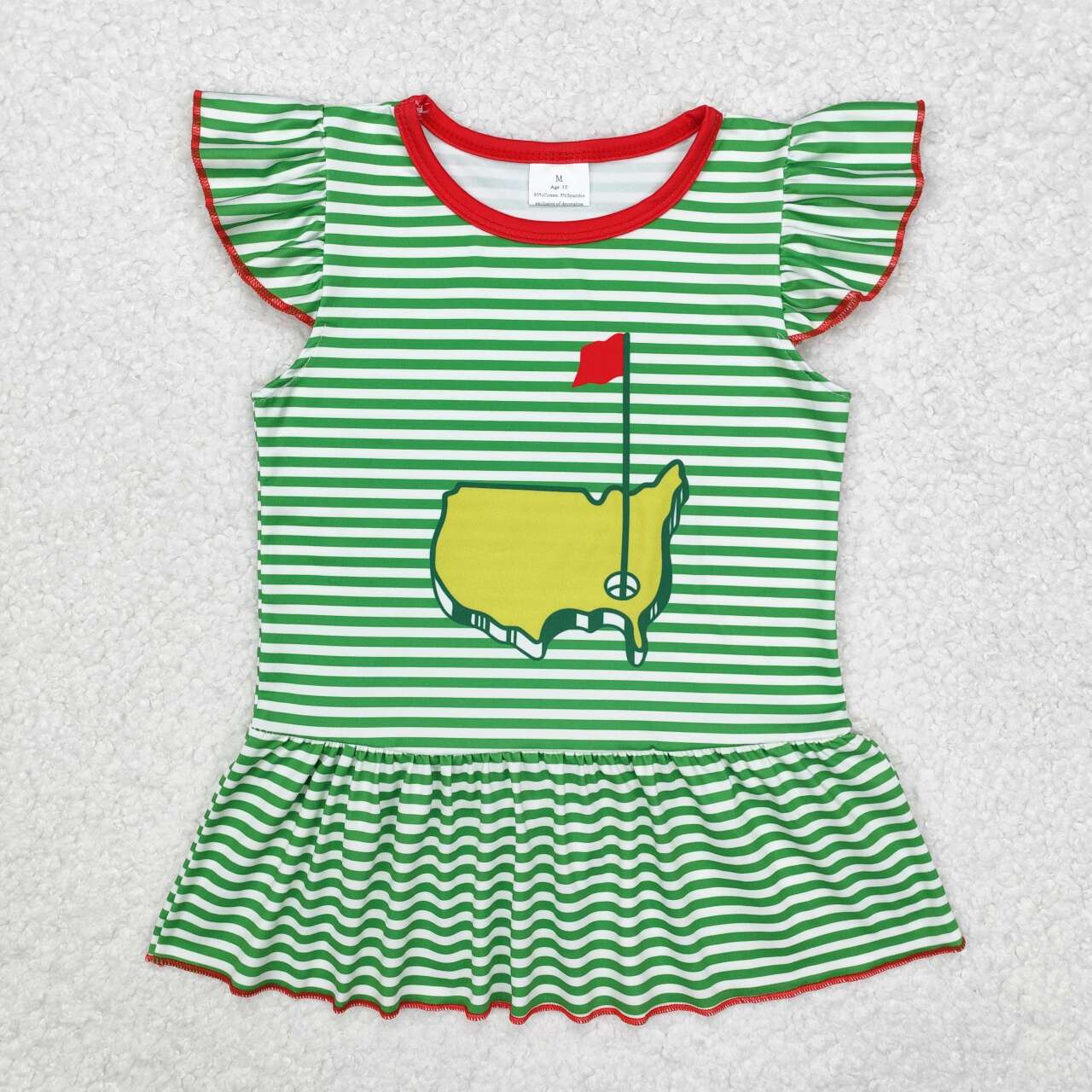 Sister brother green stripes golf polo shirt