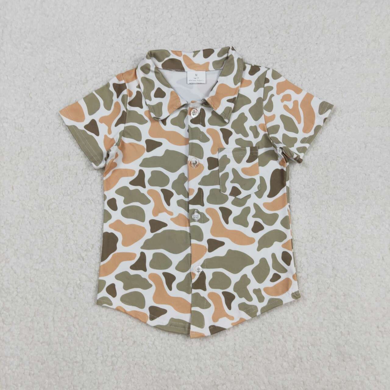 Baby boy short sleeve green camo print t-shirt top