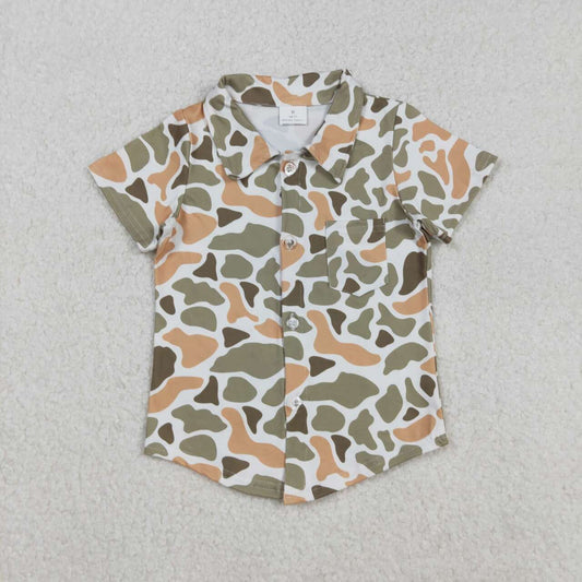 Baby boy short sleeve green camo print t-shirt top