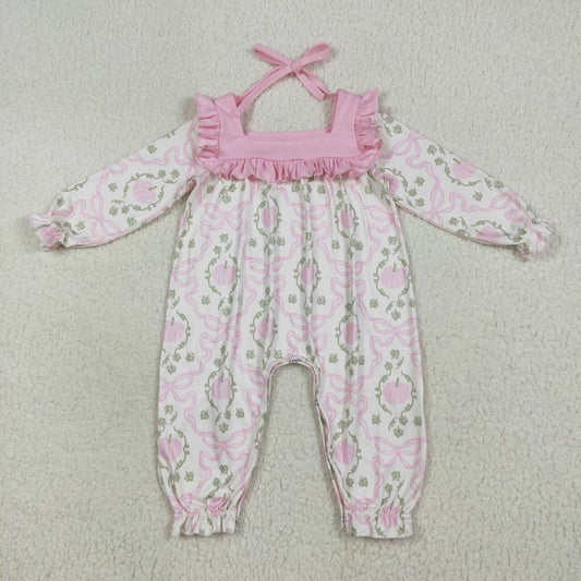 Toddle baby girl pink pumpkins romper