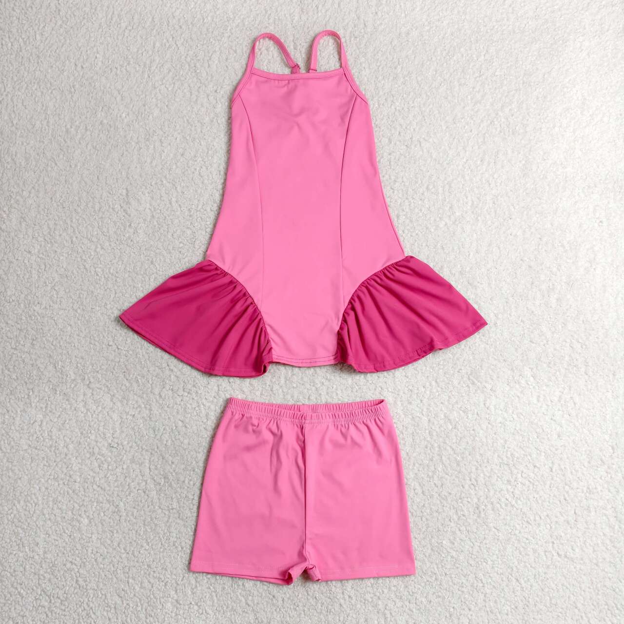 Hot pink tank top matching shorts girls summer active yoga outfit