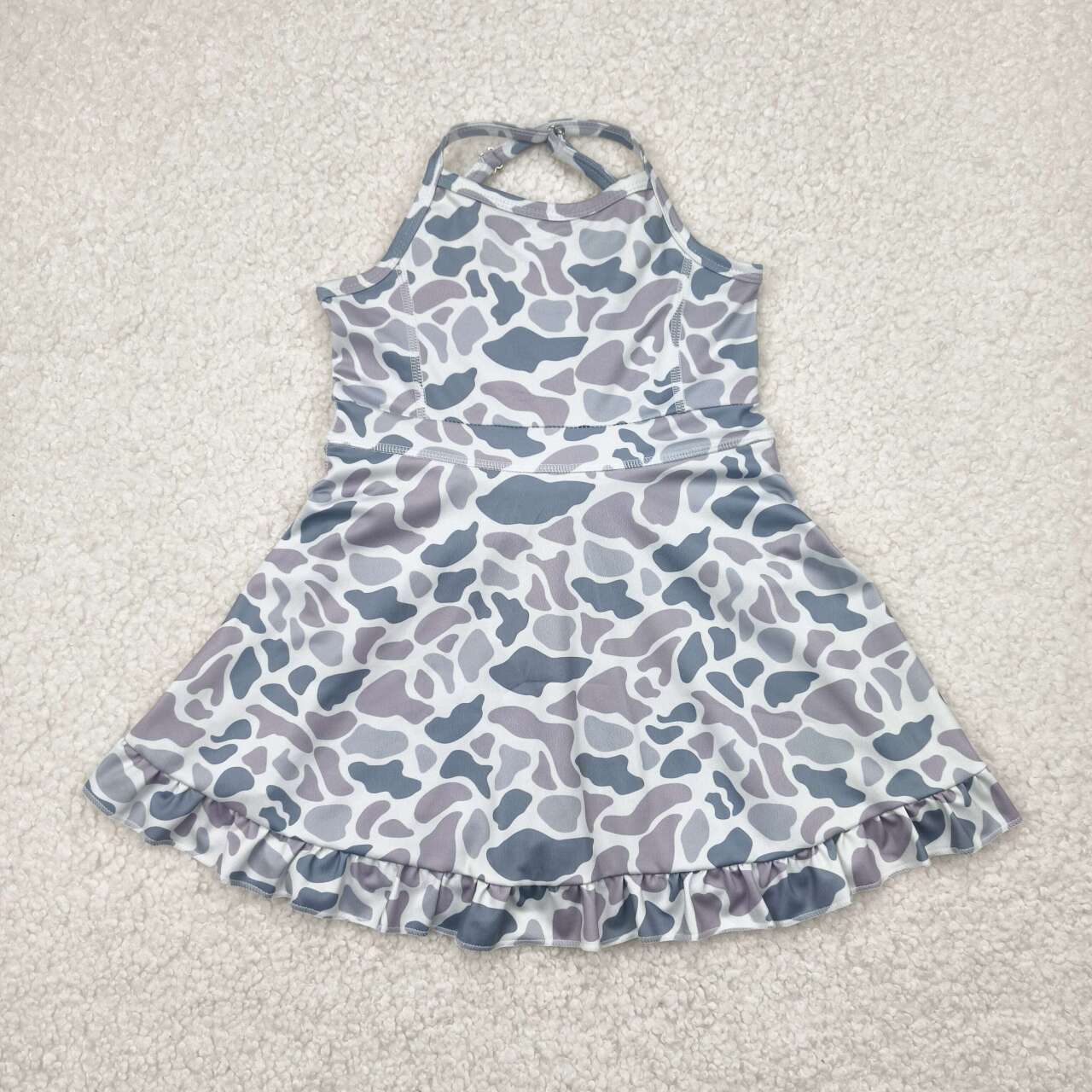 Baby girls grey camo design active wear athletic summer yoga skirt dress