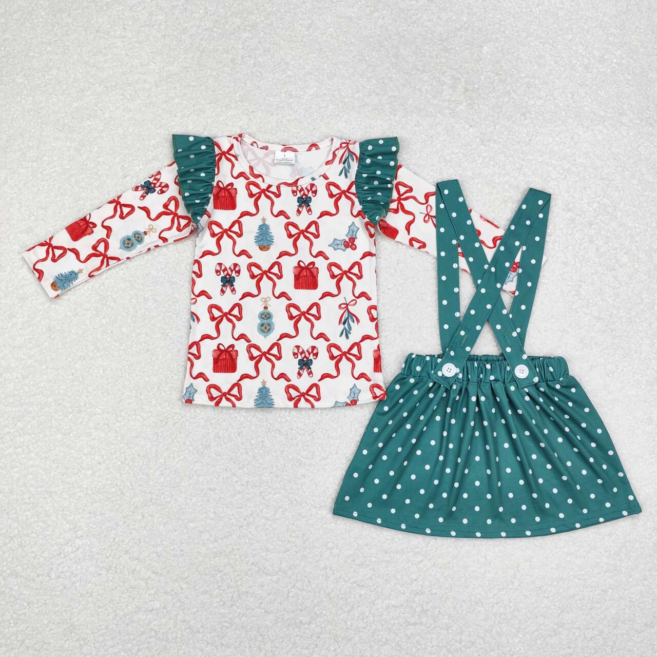 best sister christmas candy cane top suspender skirts 2pcs  outfit