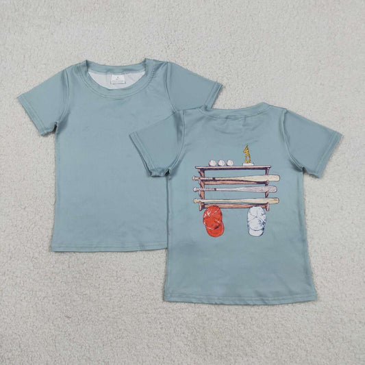 Baseball print boy short sleeve top