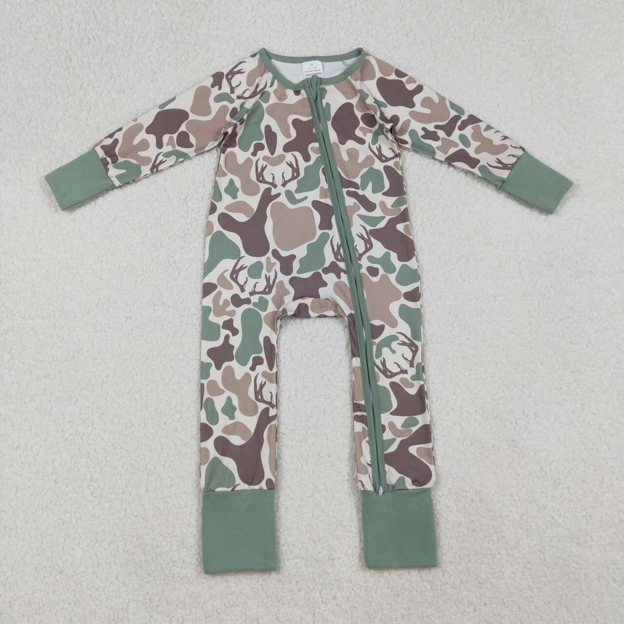 Deer camouflage design toddle boy zip romper