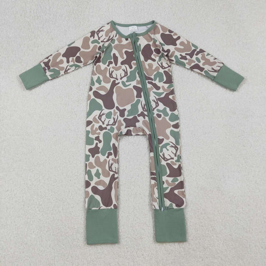 Deer camouflage design toddle boy zip romper