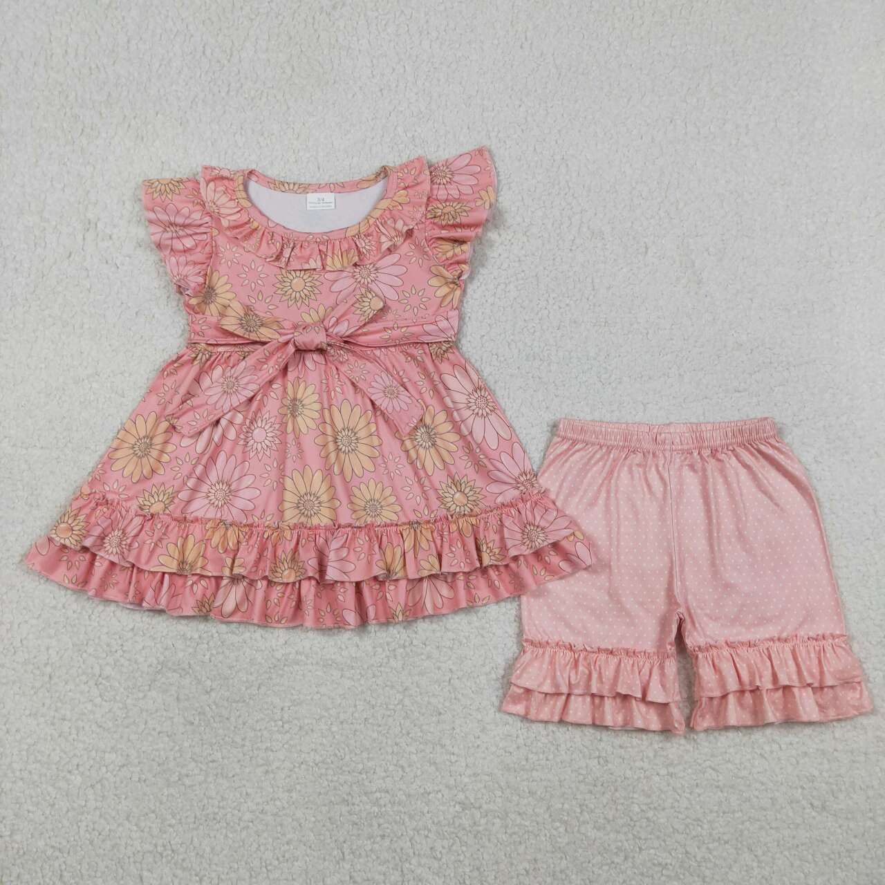 Flowers shirt matching shorts girls summer outfit