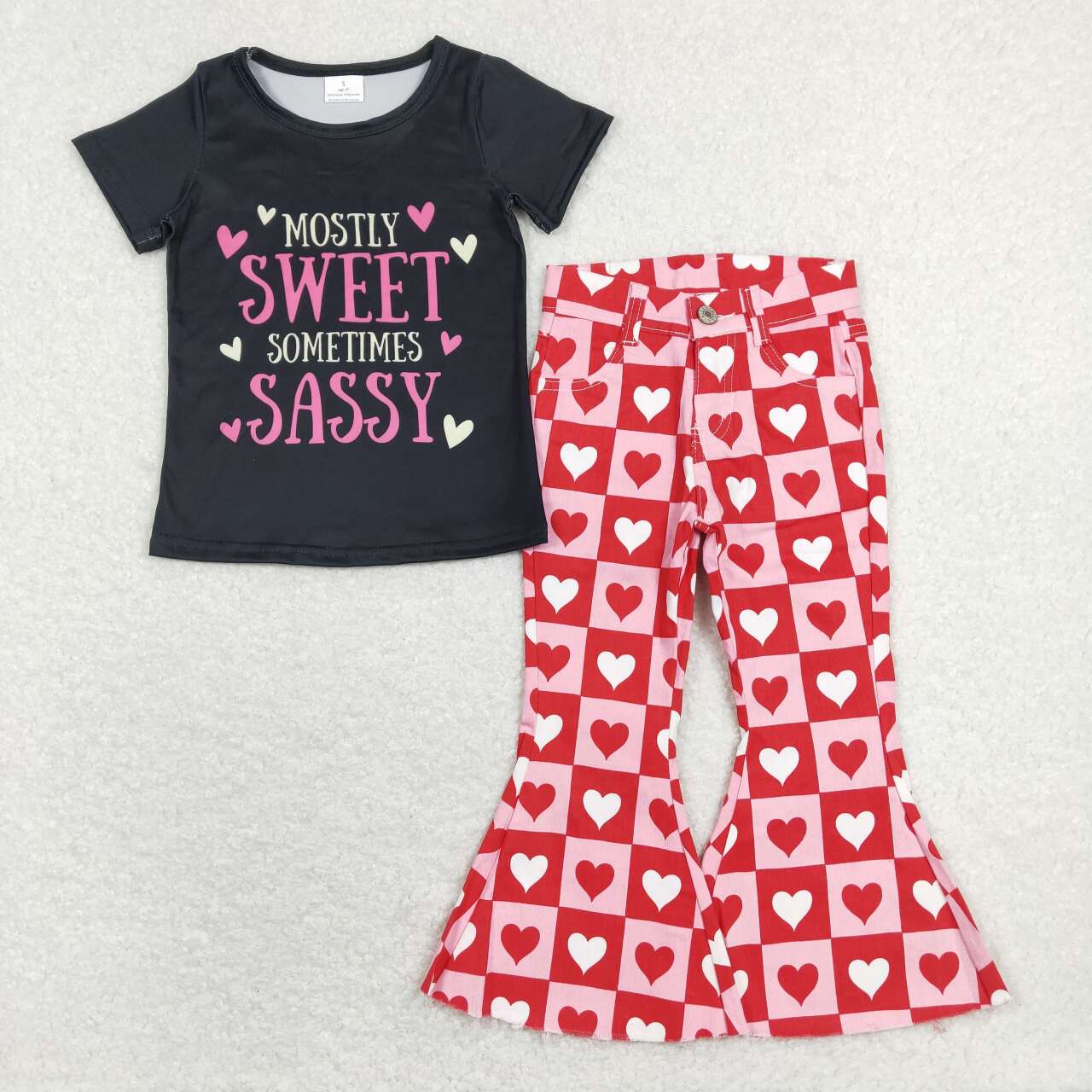valentines heart shirt jeans bell bottoms outfit