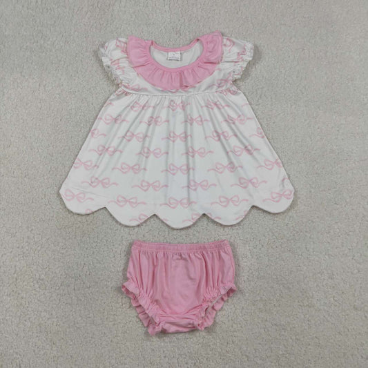 Pink bow summer bummies outfit