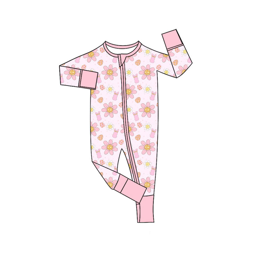 Easter bunny design kids long sleeve boutique romper
