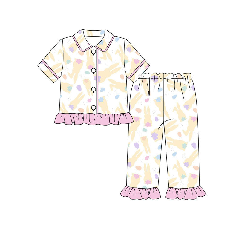 Easter bunny kids girls short sleeve pajama set wholesal factory price
