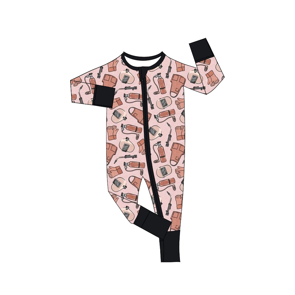 toddle baby long sleeve welder  zip romper