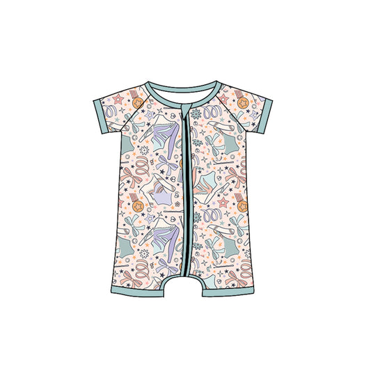 wholesale girls short sleeve zip romper