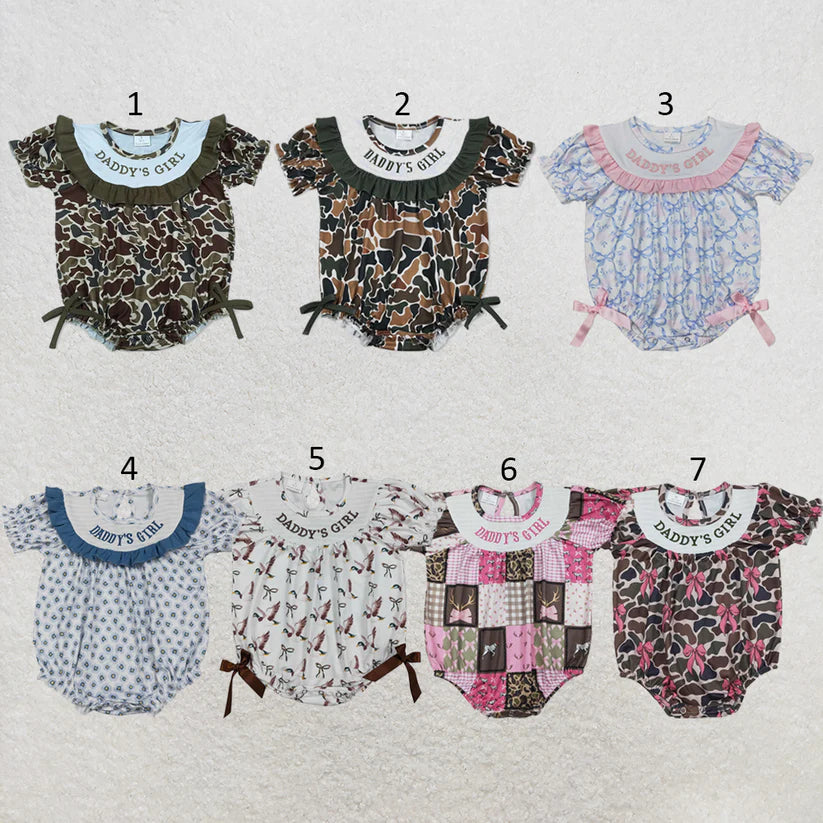 Embroidery Daddys girl floral romper preorder