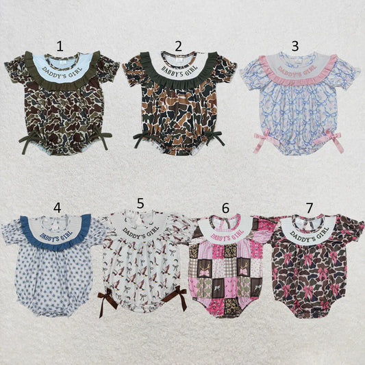 Embroidery Daddys girl floral romper preorder