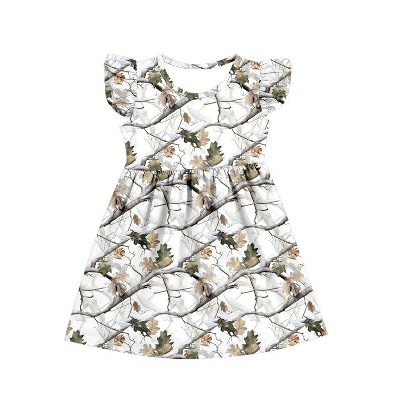 wholesale kids clothes flutter sleeve camo design dress