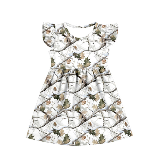 wholesale kids clothes flutter sleeve camo design dress