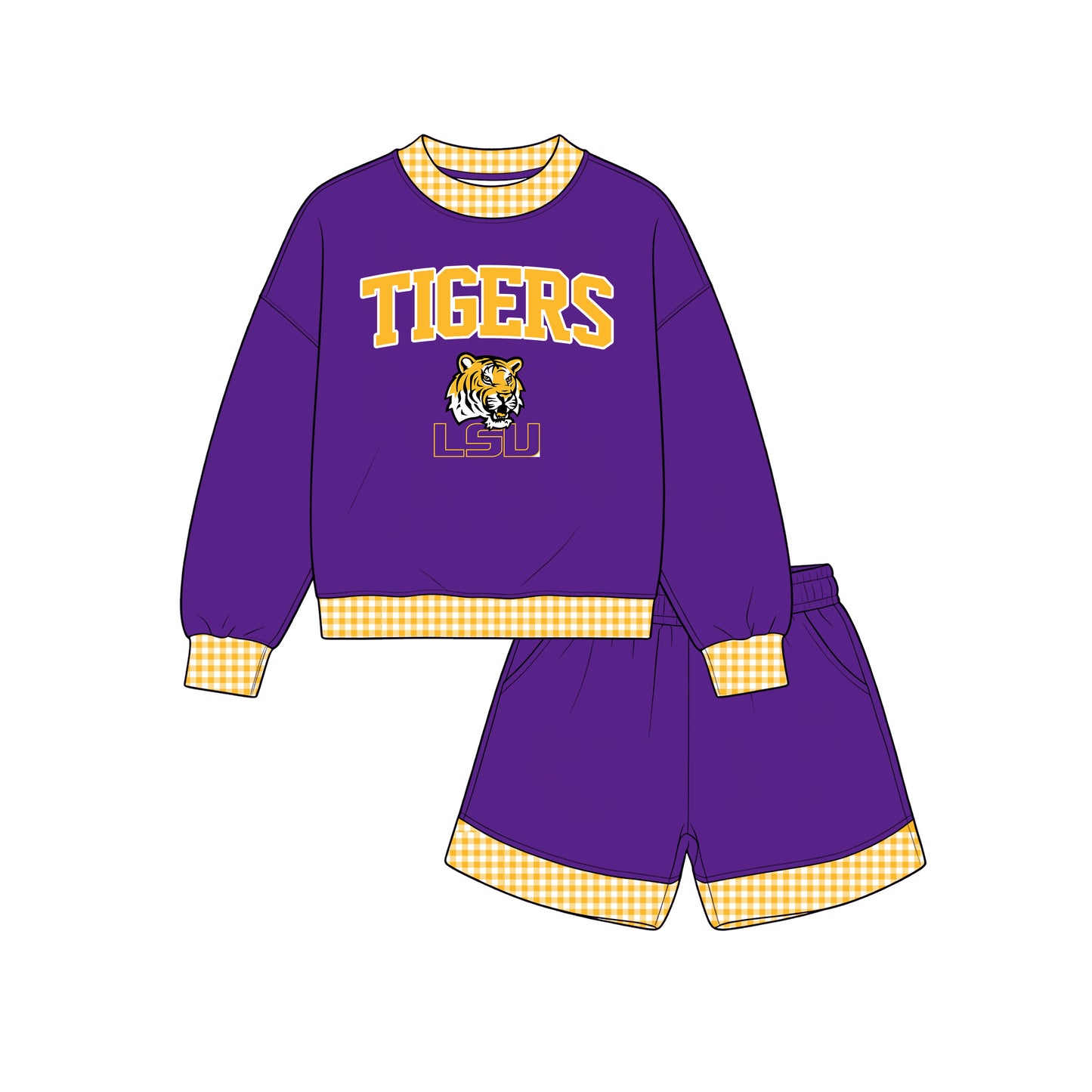Toddle kids girls custom LSU tigers team design long sleeve outfit