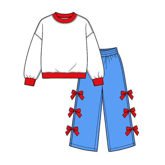 Toddle kids girl white blue color spring fall design outfit