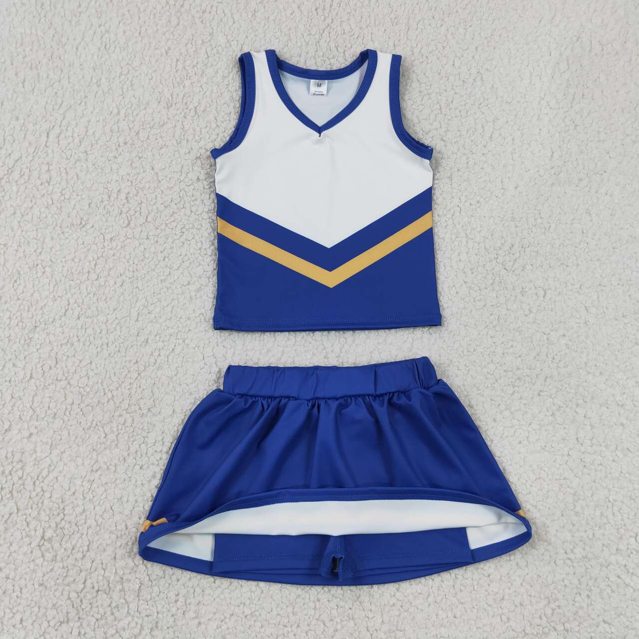 Blue gold top matching skorts girls summer yoga outfit