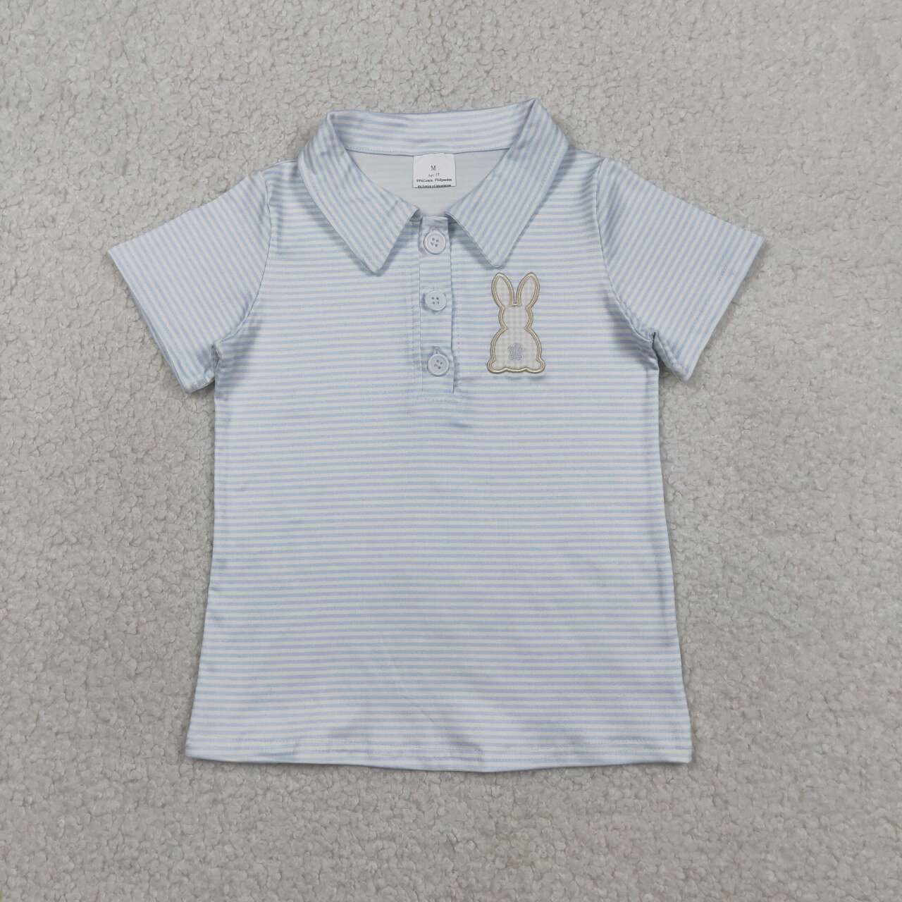 Easter embroidery bunny design kids boy short sleeve pullover top