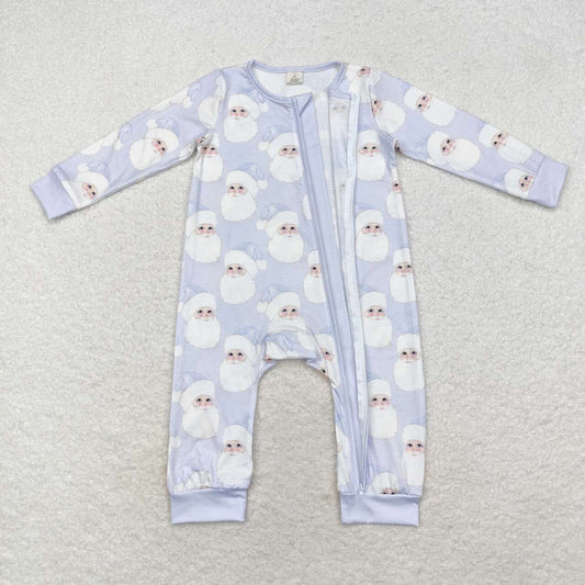 toddle baby boy christmas blue santa claus bamboo zip romper