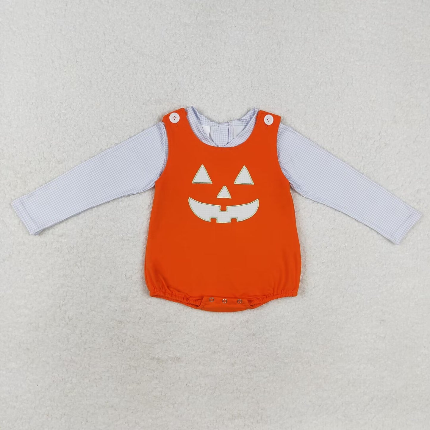 toddle kids blue top halloween embroidery  pumpkin romper 2pcs clothes