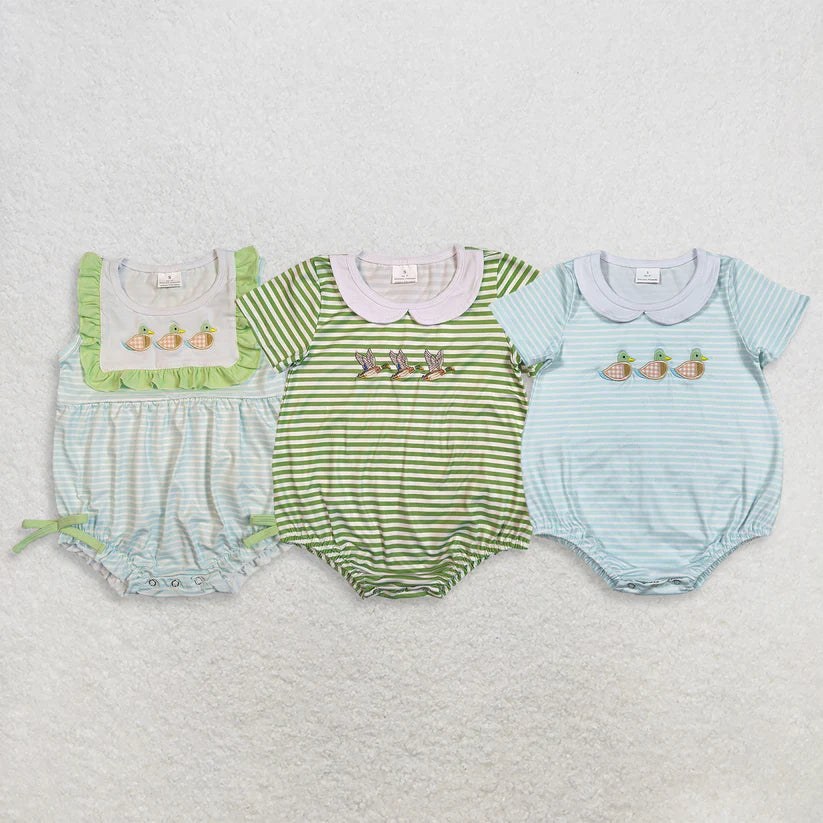 Toddle girl short sleeve embroidery mallard duck romper