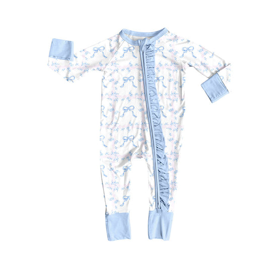 Toddle baby blue bow romper wholesale factory price