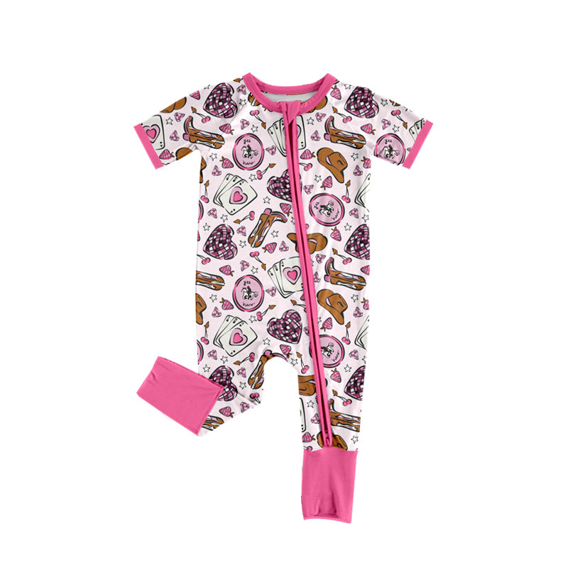Valentines day design kids baby zip romper
