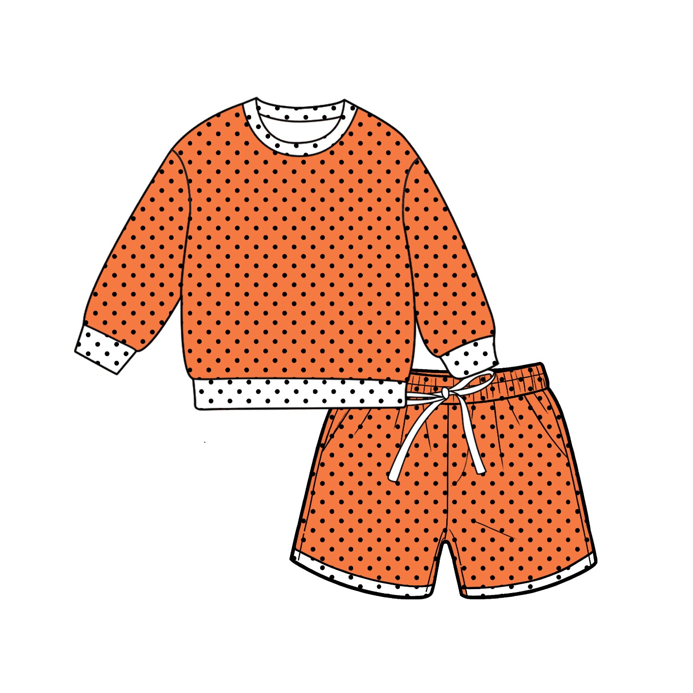 Custom design polka dots top matching shorts girl summer outfit wholesale factory price