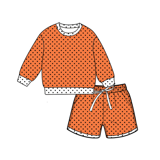 Custom design polka dots top matching shorts girl summer outfit wholesale factory price