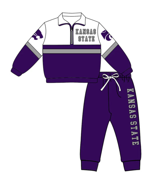 Kids long sleeve team pullover top matching pants outfit wholesal factory price